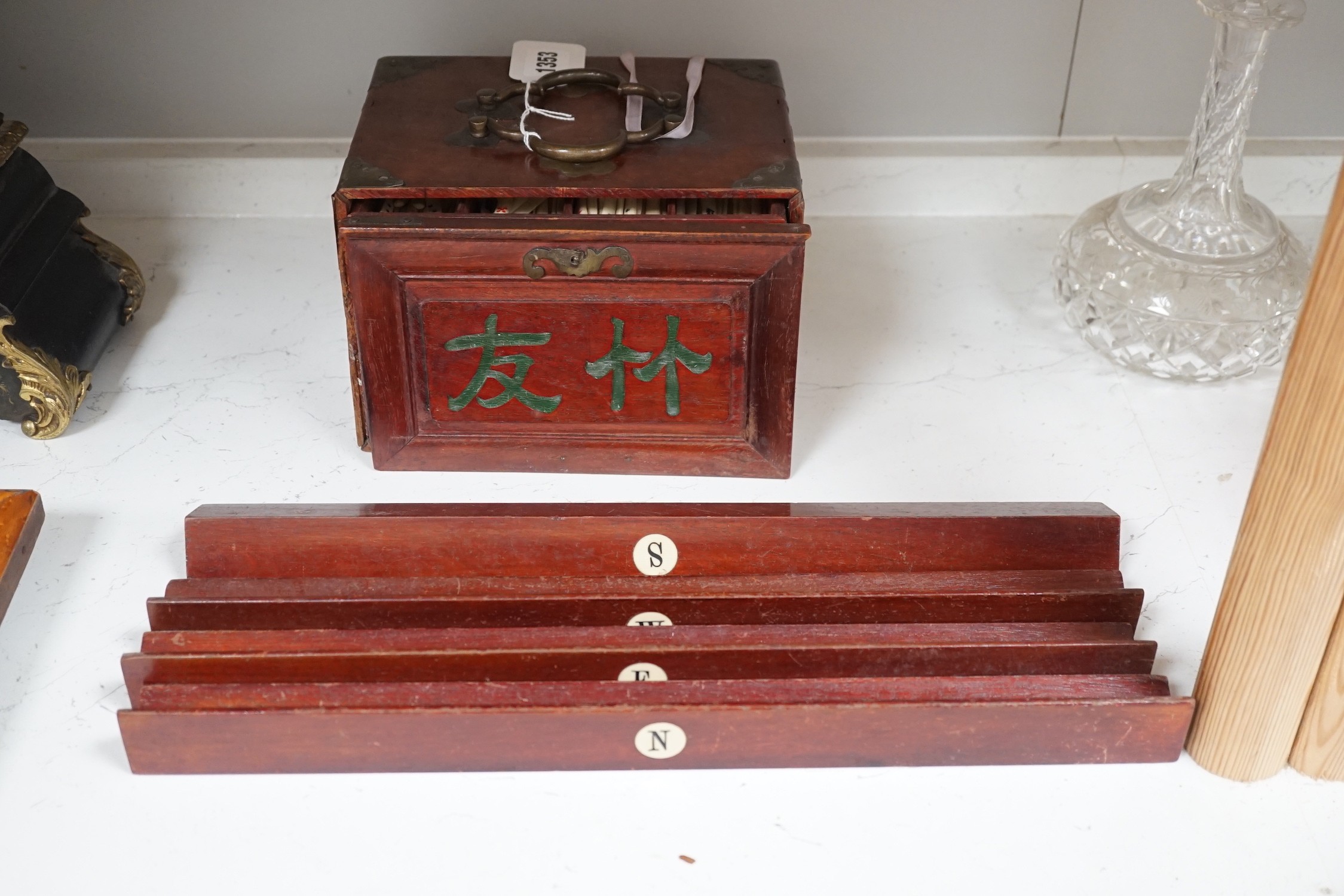 A 20th century MahJong set, together with playing racks with ivorine inlay